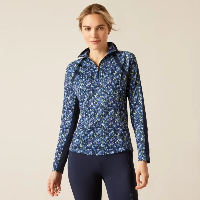 Ariat Ladies Sunstopper 3.0 Long Sleeve Base Layer Blue Scribble