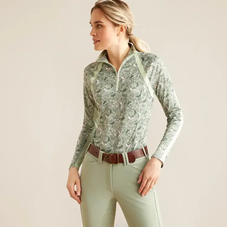 Ariat Ladies Sunstopper 3.0 Long Sleeve Base Layer Green Baroque