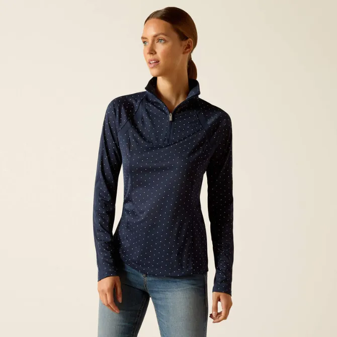 Ariat Ladies Sunstopper 3.0 Long Sleeve Base Layer Navy Dot