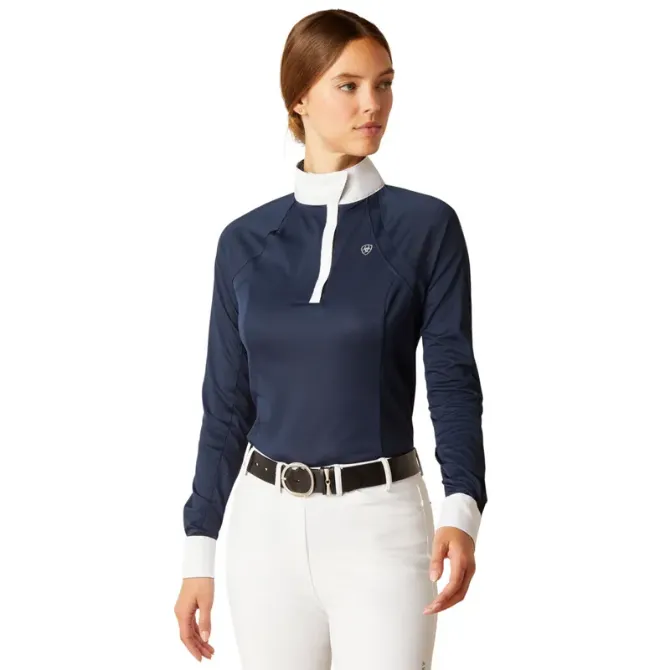 Ariat Ladies Sunstopper 3.0 Pro Long Sleeve Show Shirt Navy Trace