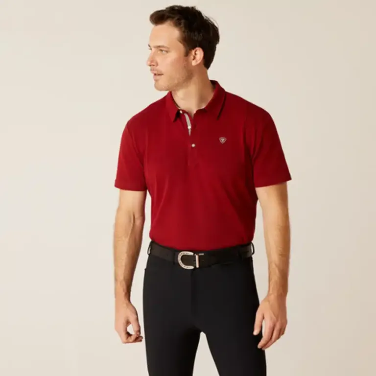 Ariat Mens Medal Button Polo Sun Dried Tomato