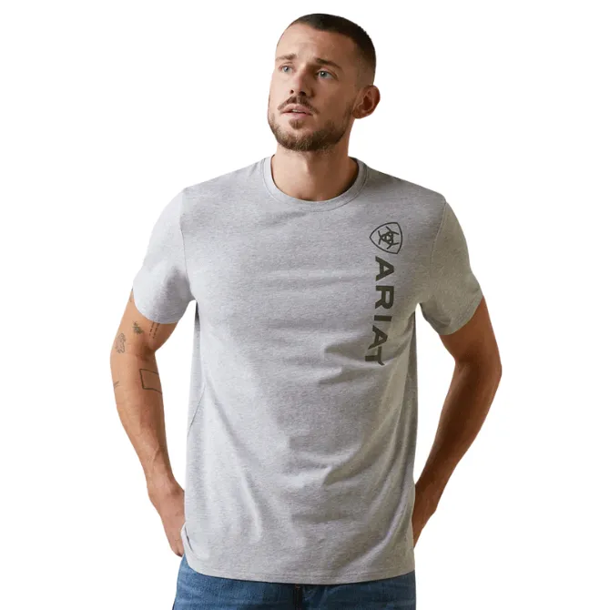 Ariat Mens Vertical Logo T Shirt Heather Grey