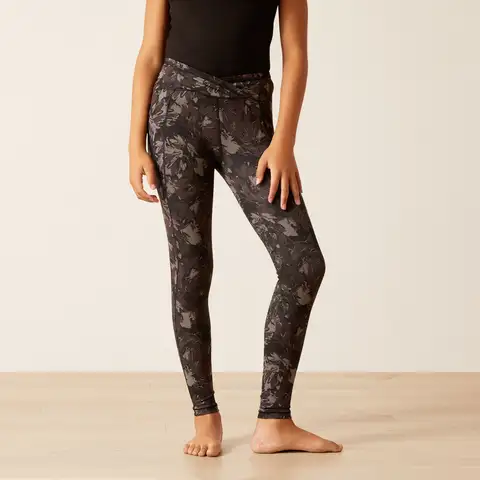 Ariat Youth EOS Etch Half Grip Riding Tight Exploded Black Floral