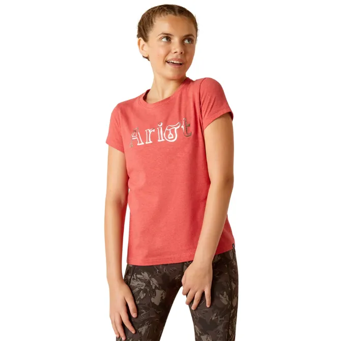 Ariat Youth Saddle Short Sleeve Tee Heather Baked Apple