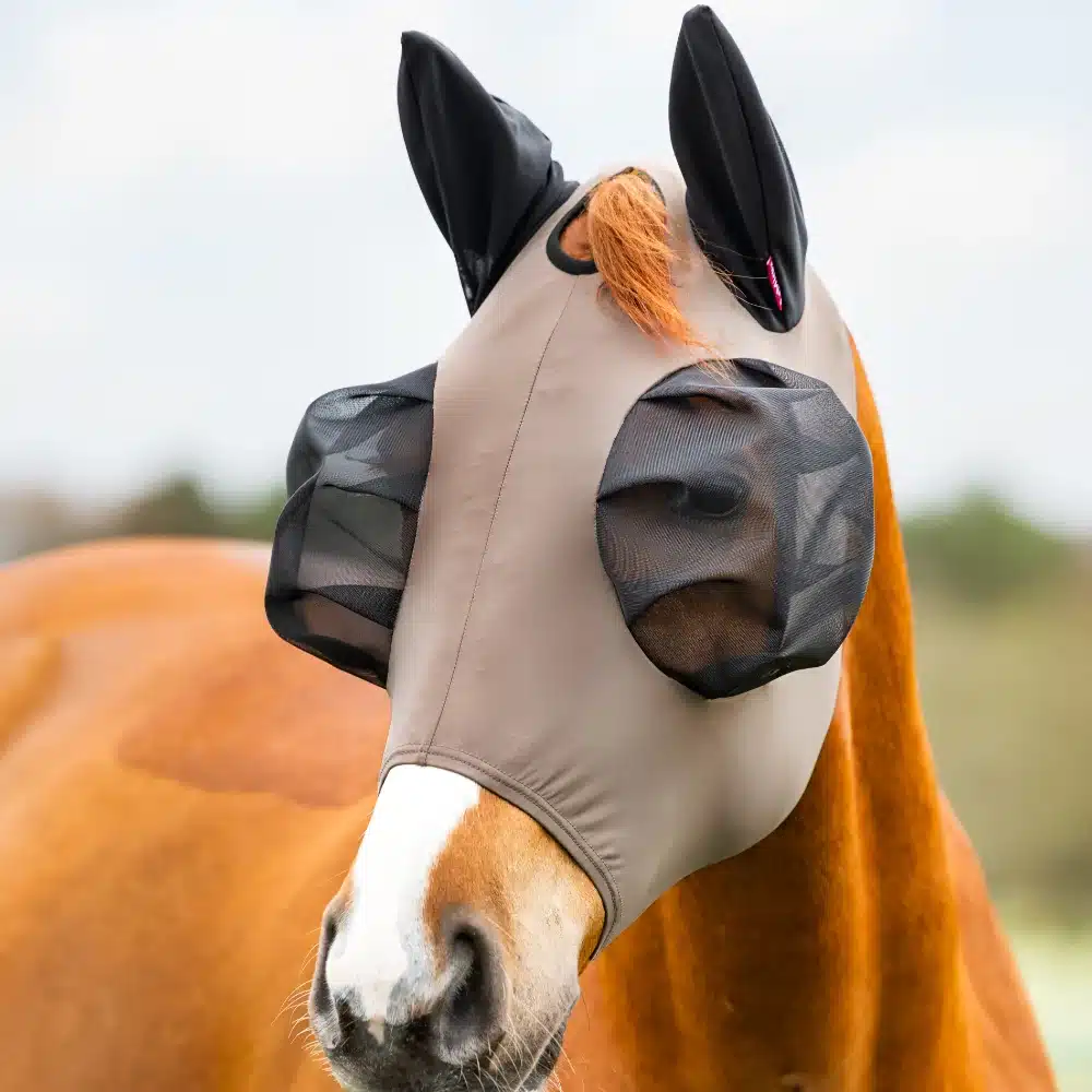 LeMieux Bug Relief Lycra Half Fly Mask (Ears Only) Walnut