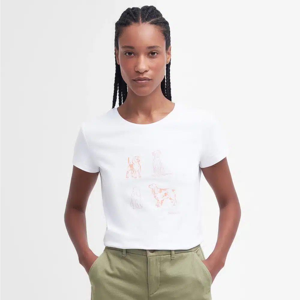 Barbour Ladies Bowland T-Shirt White1