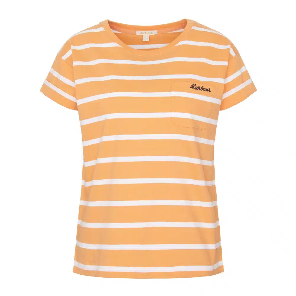 Barbour Ladies Otterburn Stripe T-Shirt Apricot Crush