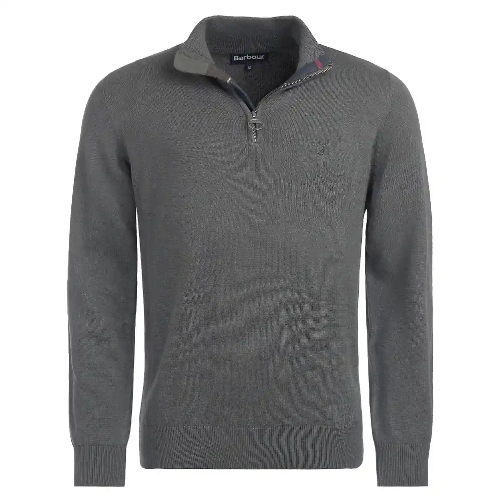 Barbour Mens Cotton Half Zip Jumper Olive