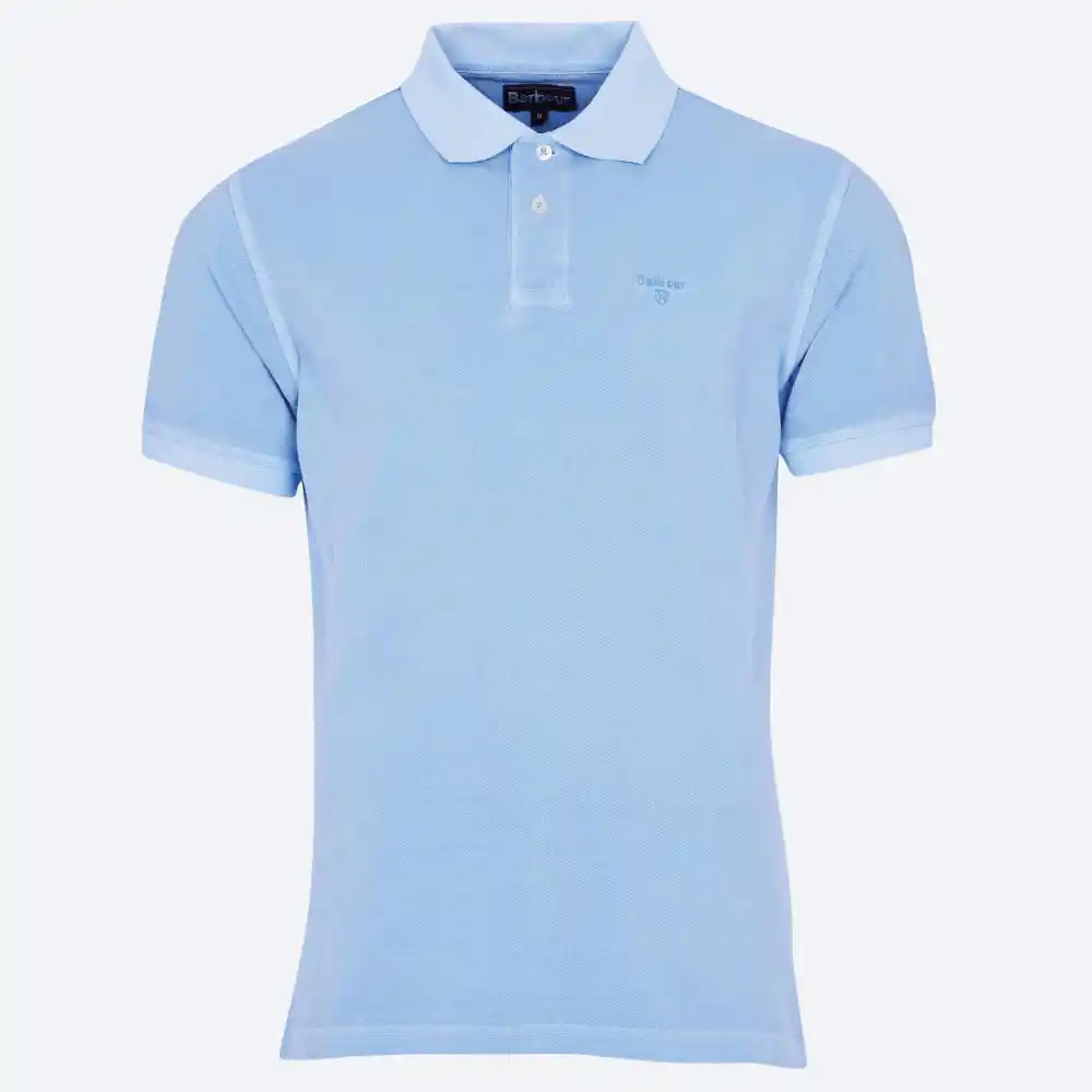 Barbour Mens Washed Out Sports Polo Shirt Sky