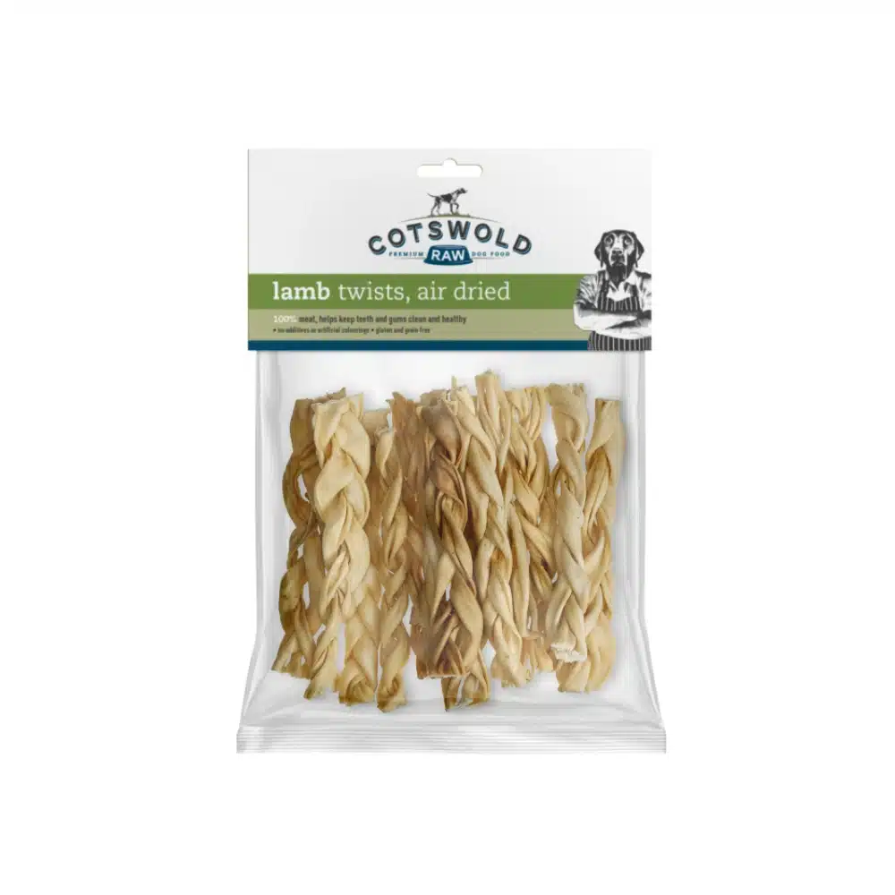 Cotswold Raw Dried Lamb Twists Dogs Treat 150g