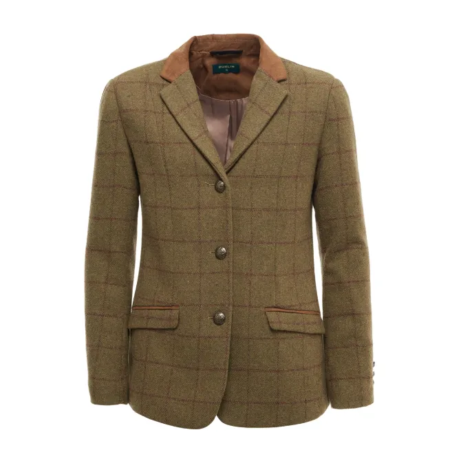 Dublin Childrens Albany Tweed Suede Collar Tailored Show Jacket Brown