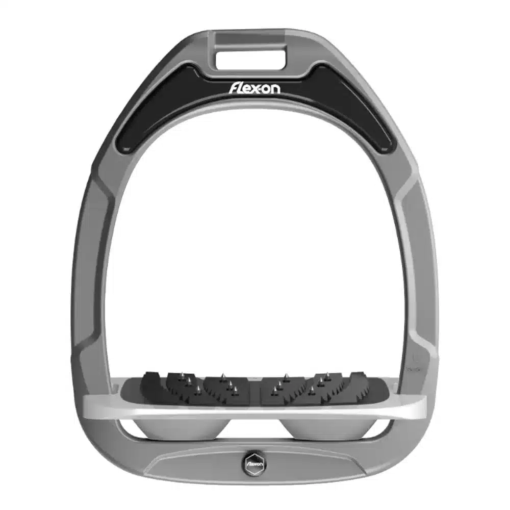 Flex On Green Composite Inclined Ultra Grip Stirrups Grey Silver