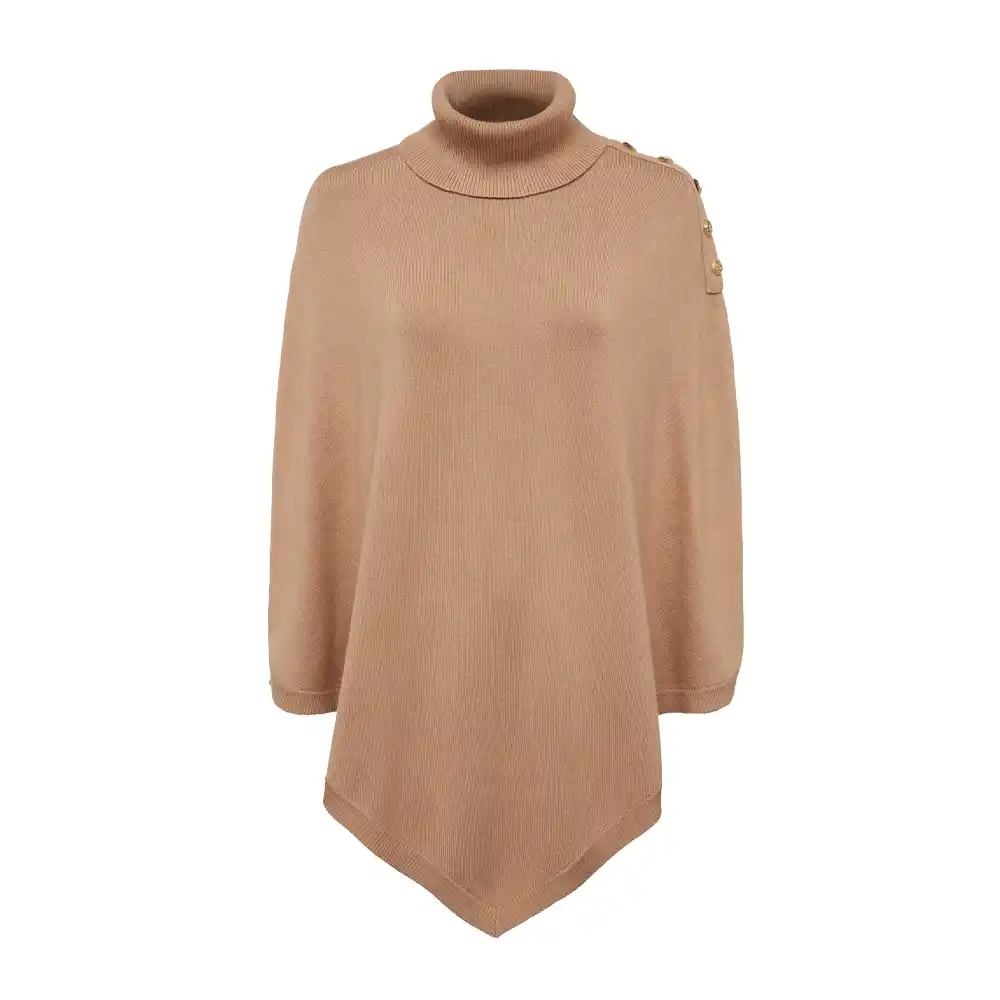Holland Cooper Ladies Roll Neck Cape Camel