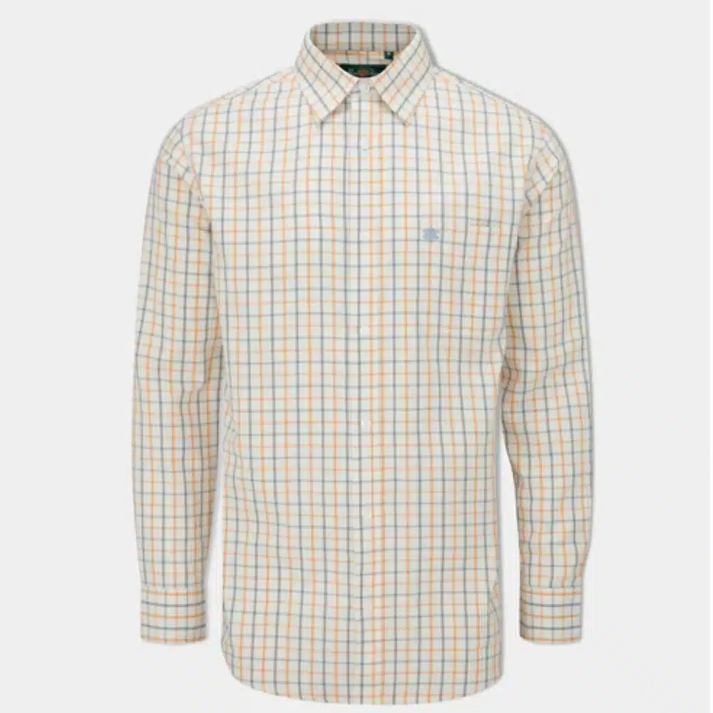 Alan Paine Mens Ilkley Country Checked Shirt Blue/Gold