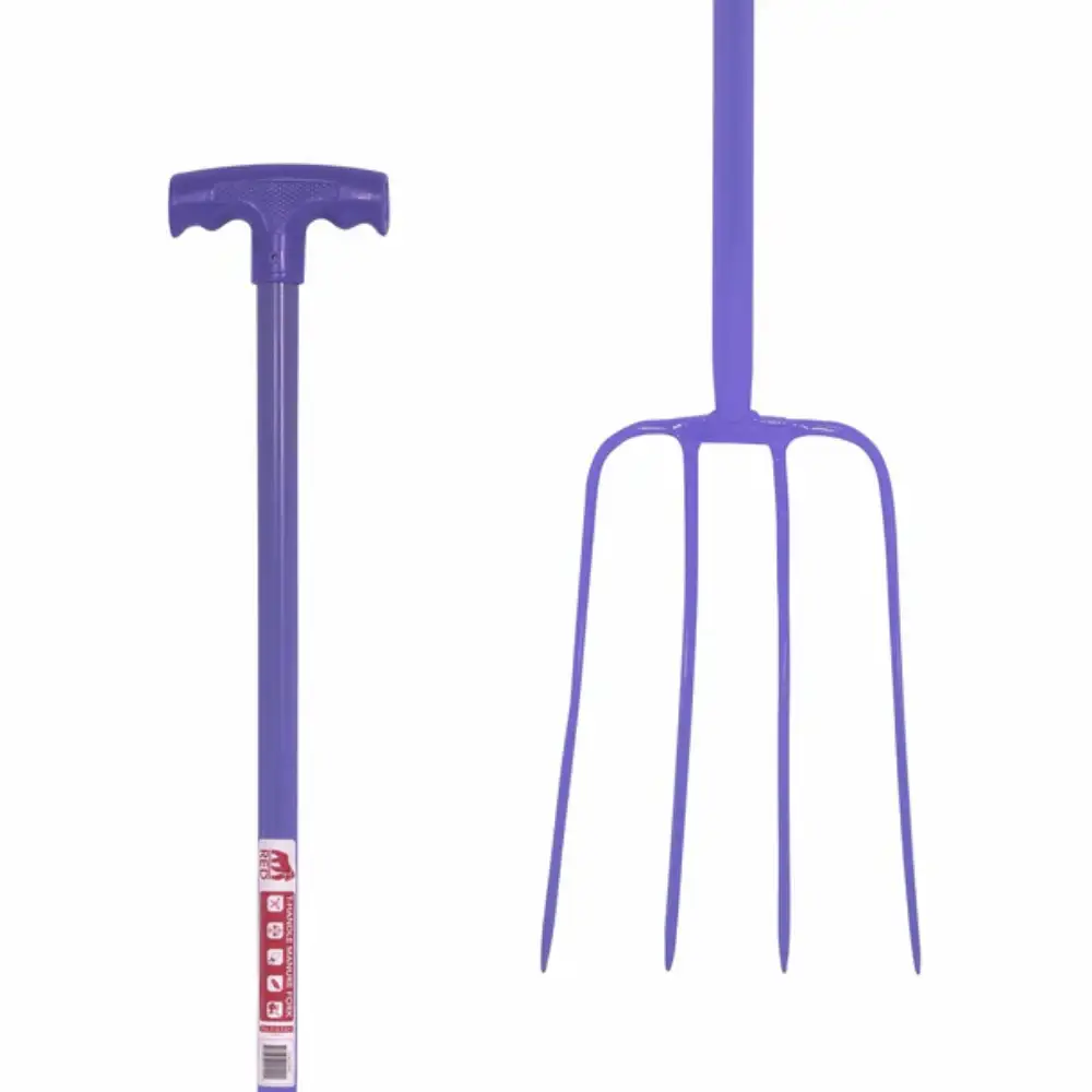 Red Gorilla Manure Prong Fork With T Handle Purple