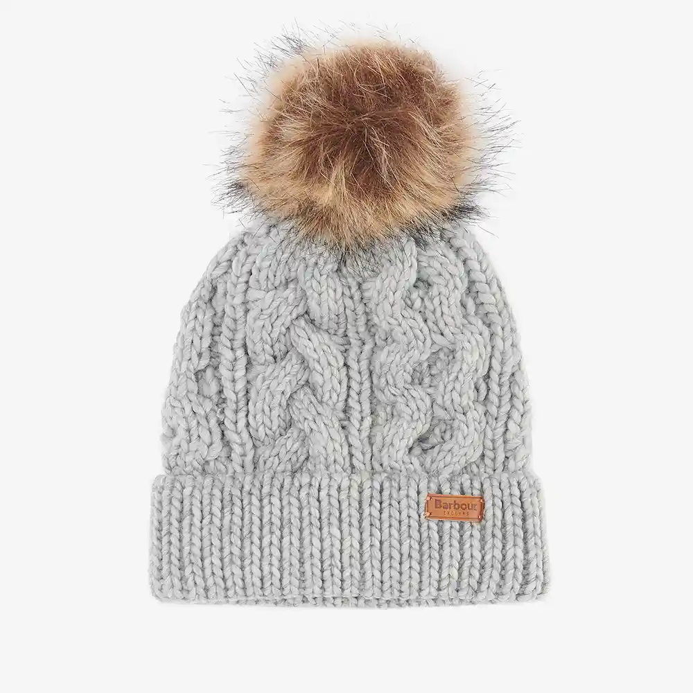 Barbour Ladies Penshaw Beanie Hat Grey