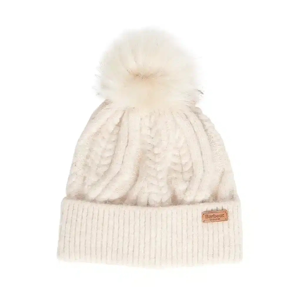 Barbour Ladies Elsdon Beanie Hat Eggshell