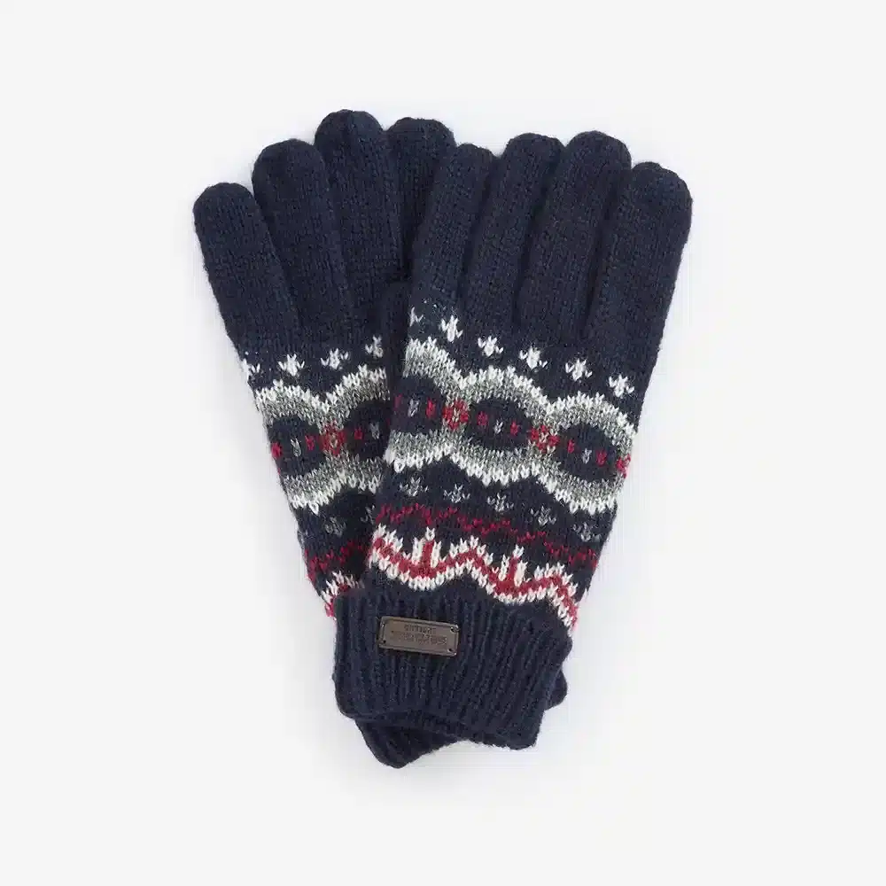 Barbour Mens Case Fair Isle Gloves Blue Granite