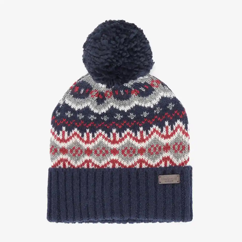 Barbour Mens Case Fairisle Beanie Blue Granite