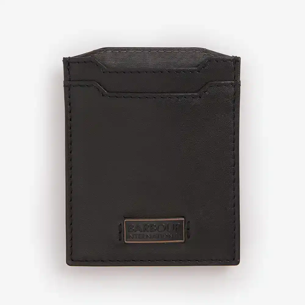 Barbour Mens Logo Leather Card Holder Black