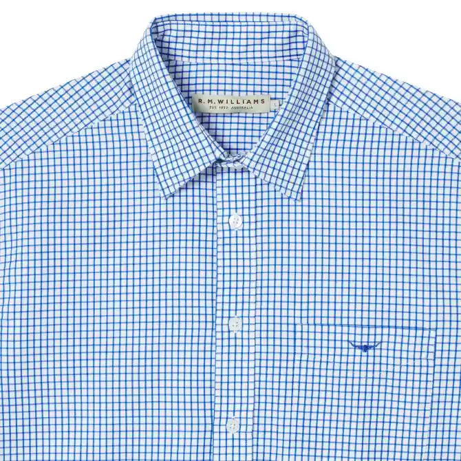 R.M.Williams Mens Collins Shirt White Blue (2)