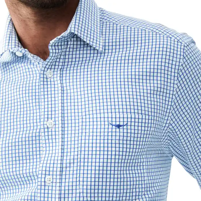 R.M.Williams Mens Collins Shirt White Blue (5)