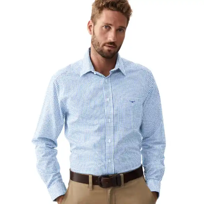 R.M.Williams Mens Collins Shirt White Blue (6)