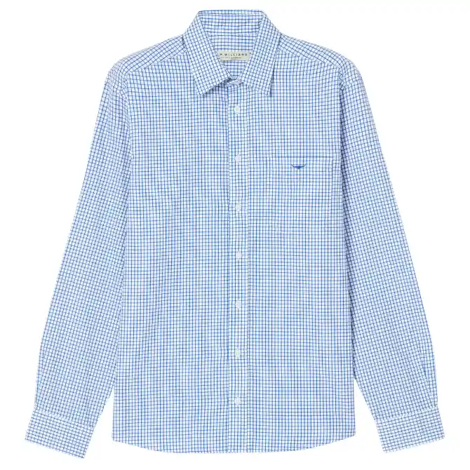 R.M.Williams Mens Collins Shirt White Blue