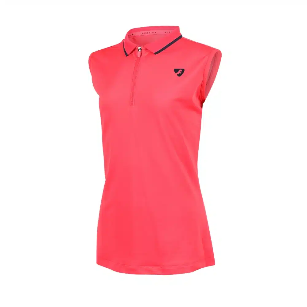 Shires Aubrion Young Rider Poise Sleeveless Tech Polo Coral