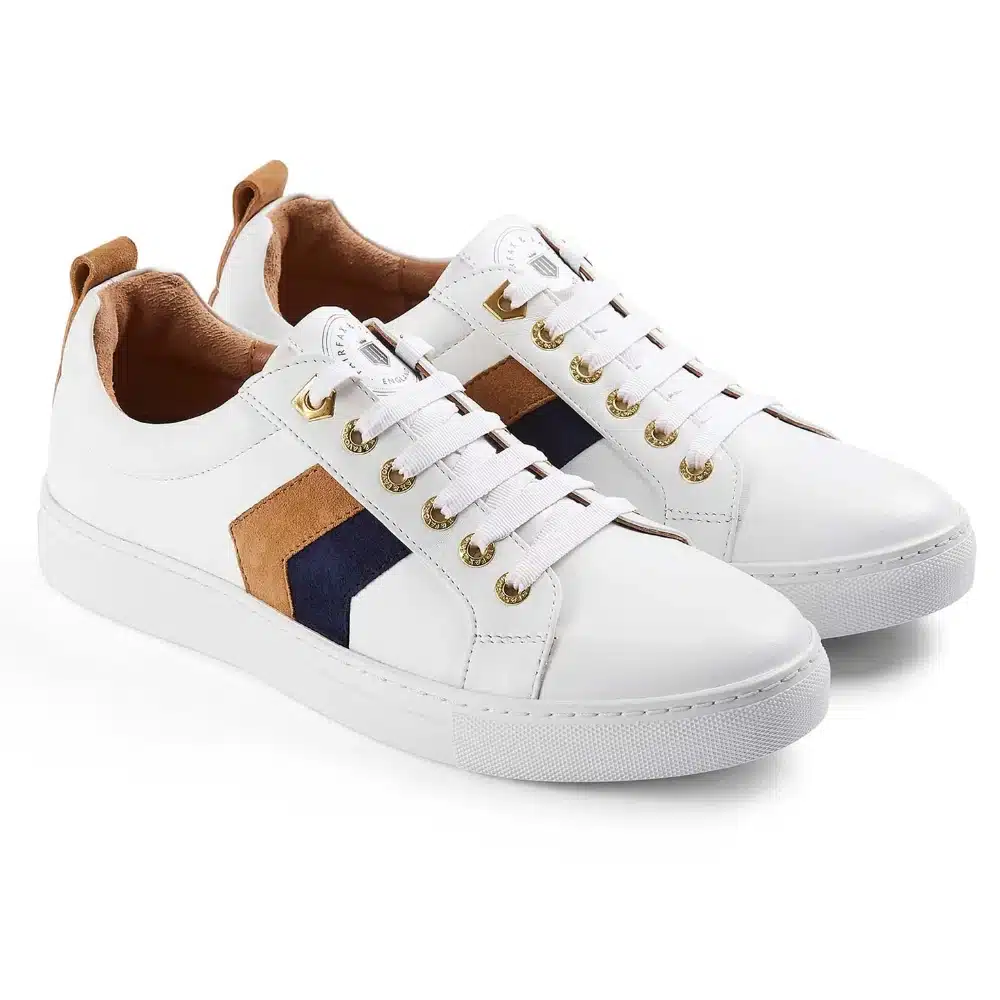 Fairfax & Favor Ladies Alexandra Trainer White Tan/Navy