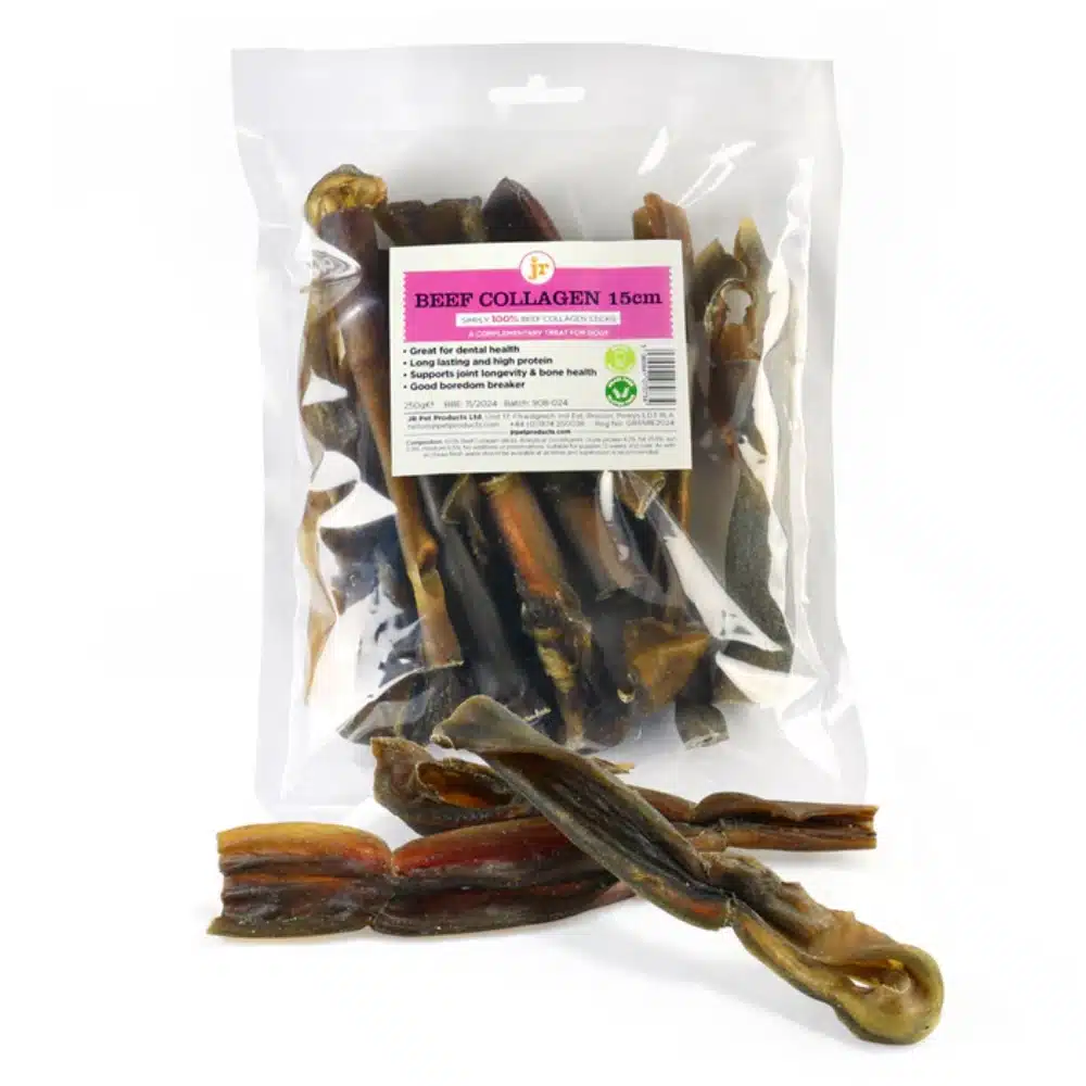 JR Beef Collagen Sticks 15cm Dog Treat 250g
