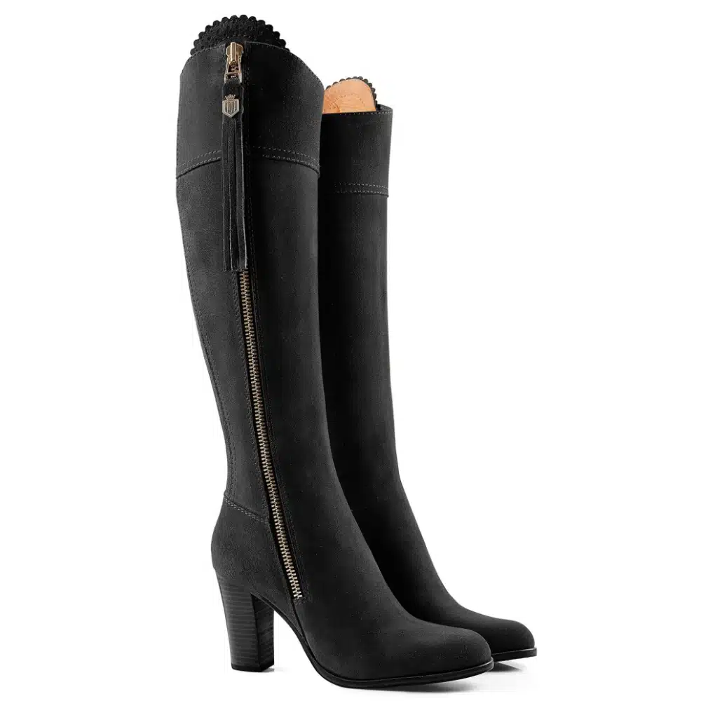 Fairfax & Favor Ladies Regina High Heeled Boots Black Suede