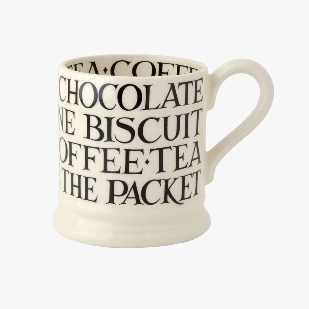 Emma Bridgewater Black Toast All Over Writing 1/2 Pint Mug