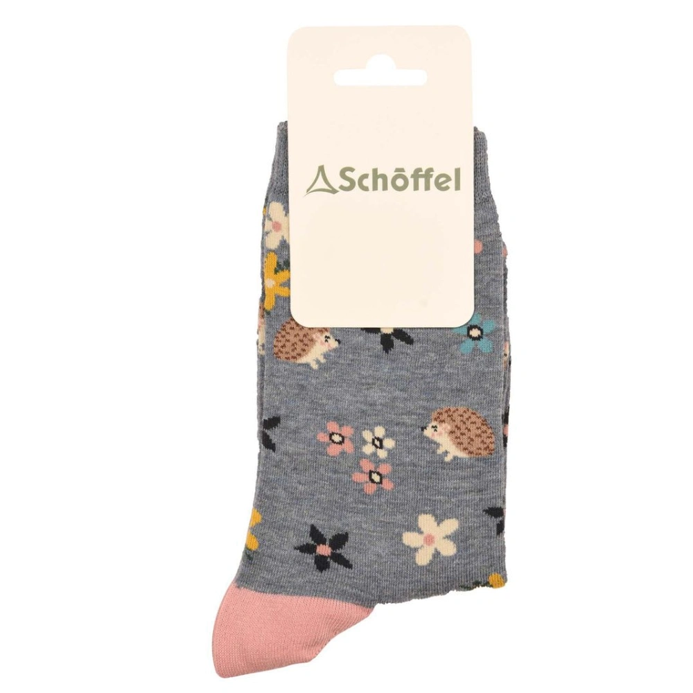 Schoffel Ladies Cotton Socks Blue Hedgehog