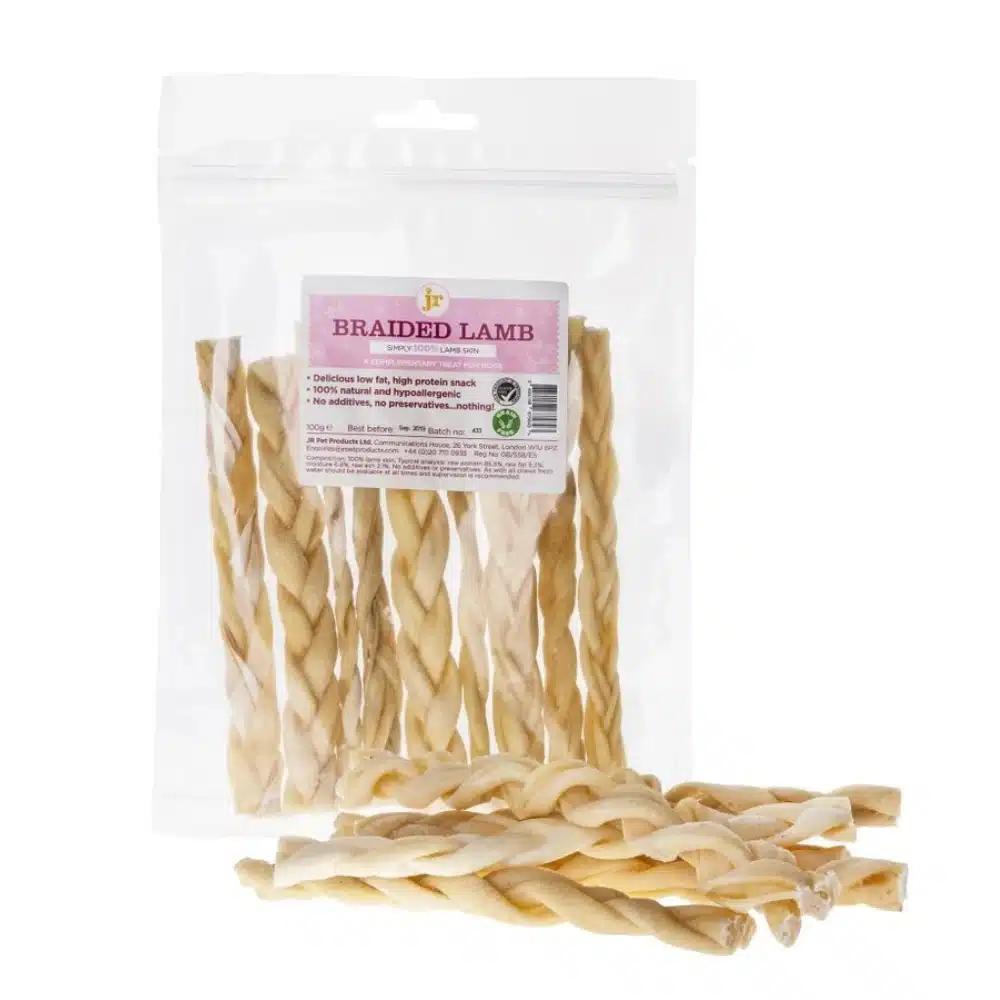 JR Braided Lamb Dog Treats 100g