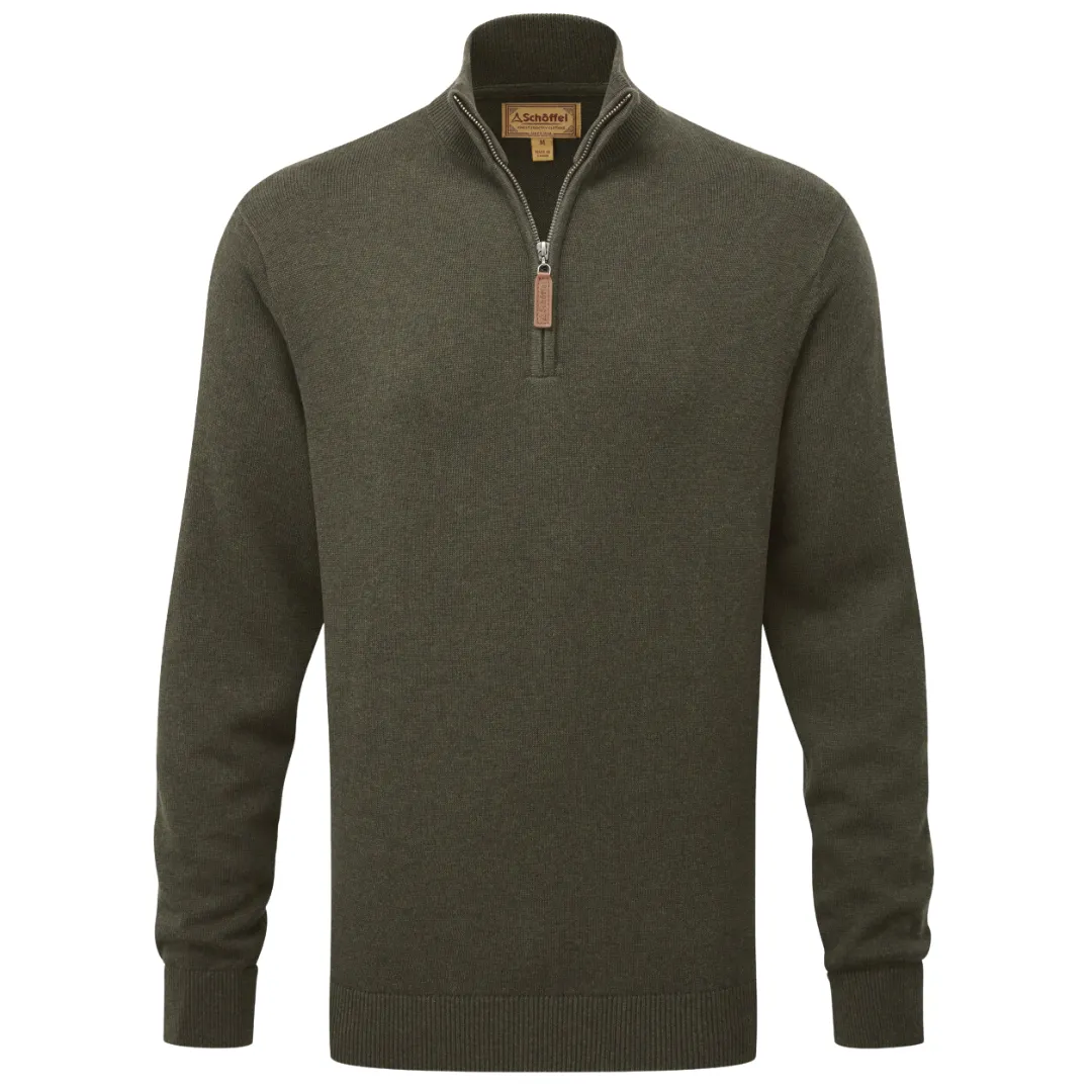 Schoffel Mens Calton Cotton Cashmere 1/4 Zip Jumper Loden Green