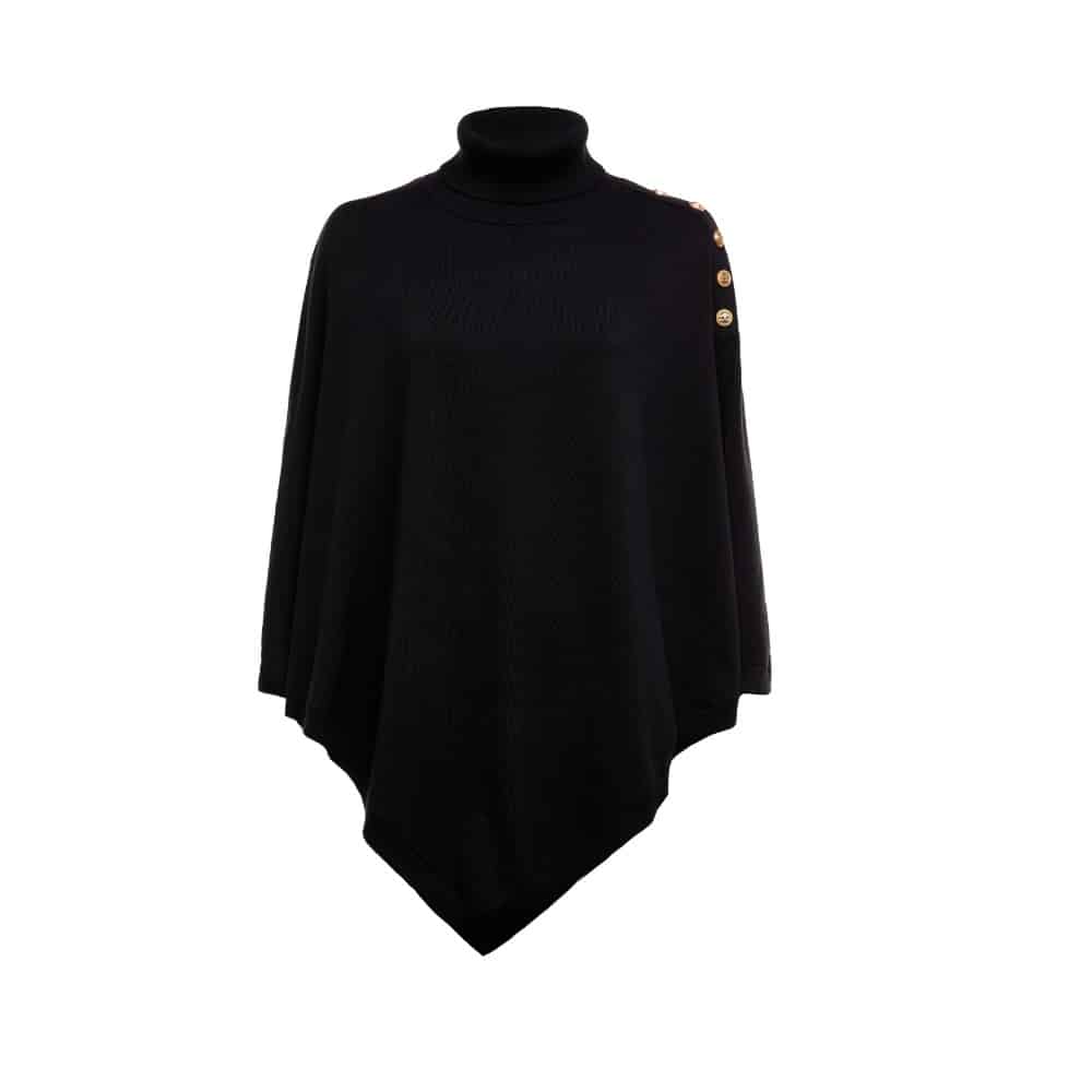 Holland Cooper Ladies Roll Neck Cape Black