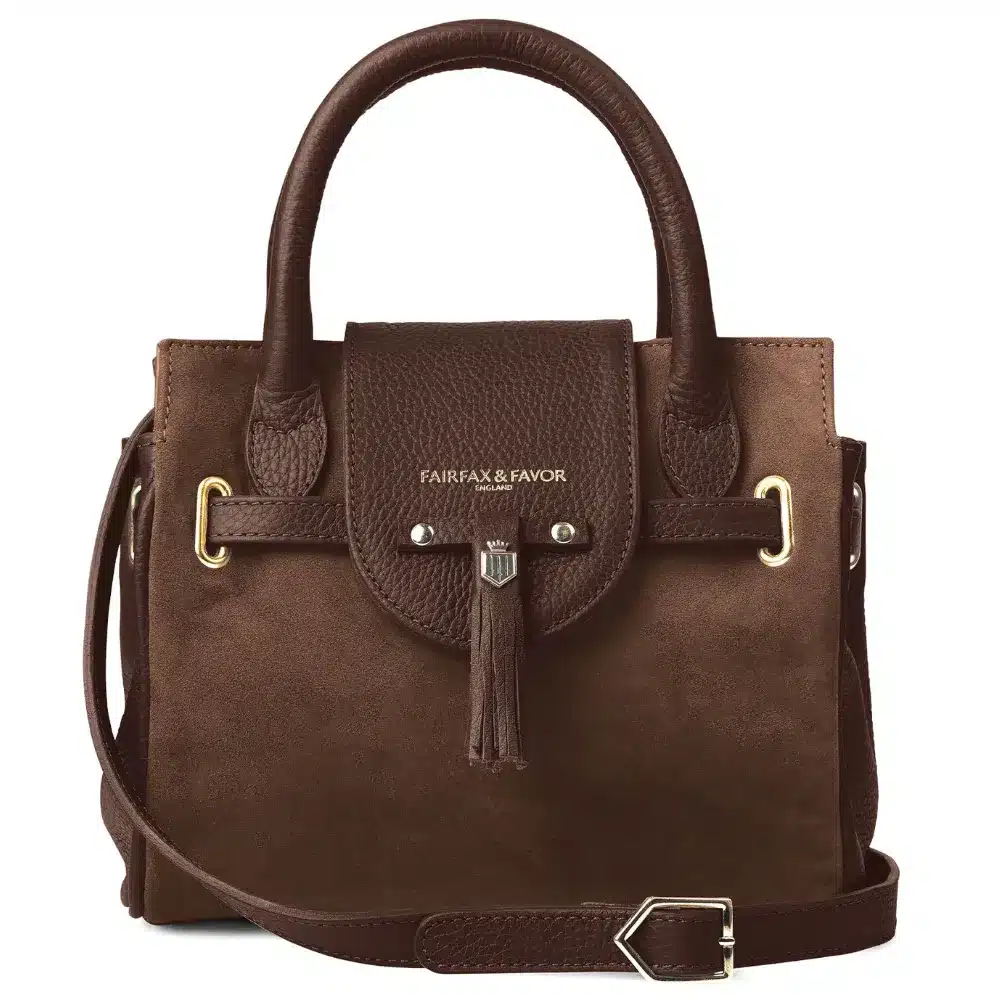 Fairfax & Favor Mini Windsor Handbag Chocolate Suede
