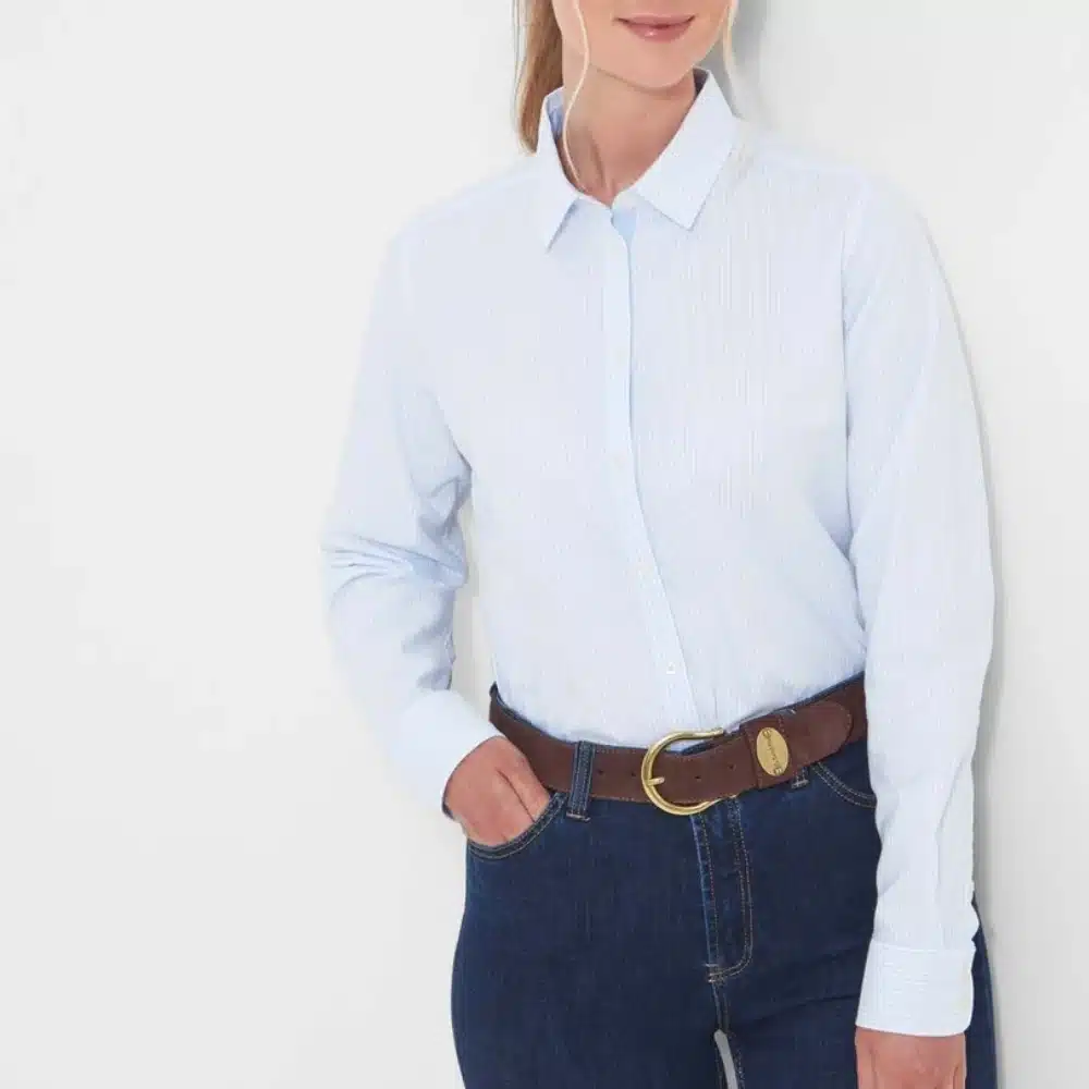 Schoffel Ladies Cley Soft Oxford Shirt Pale Blue Stripe