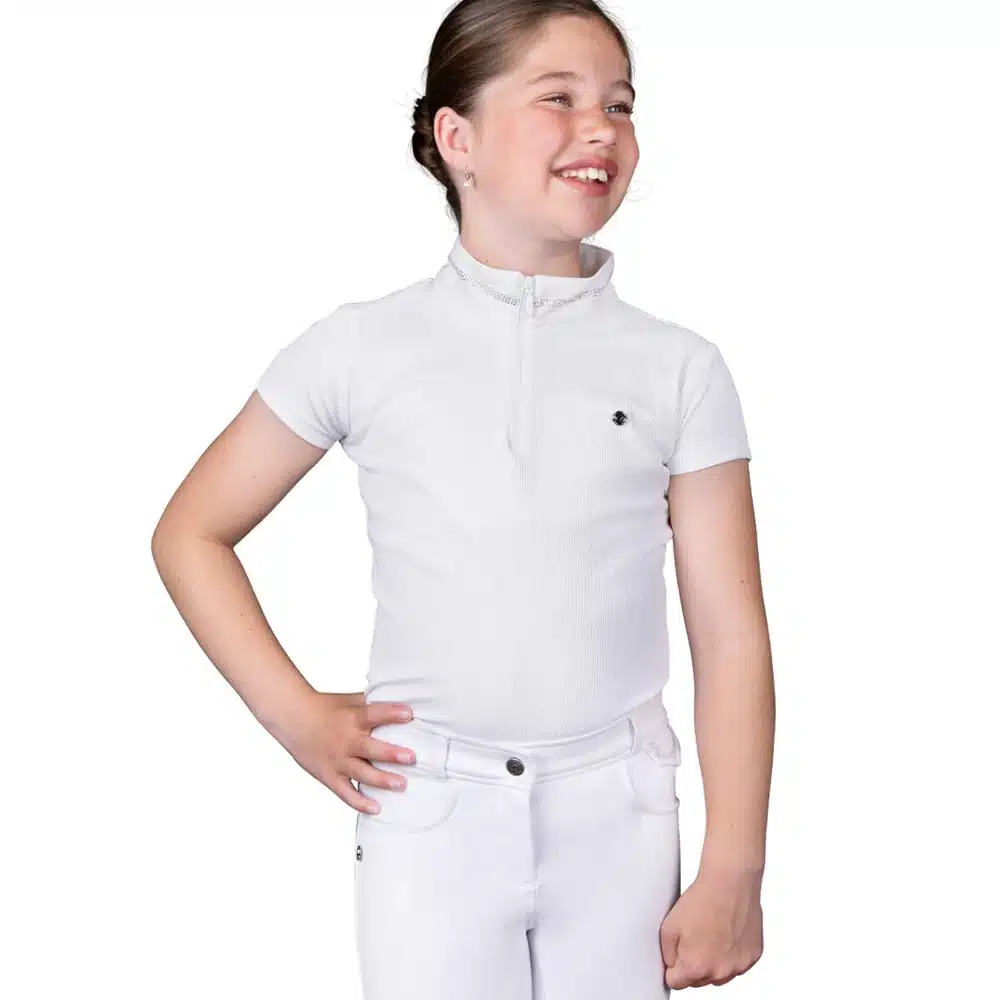 QHP Childrens Djune Competition Shirt White