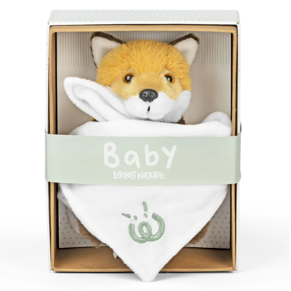 Living Nature Baby Fox With Blanket Soft Toy