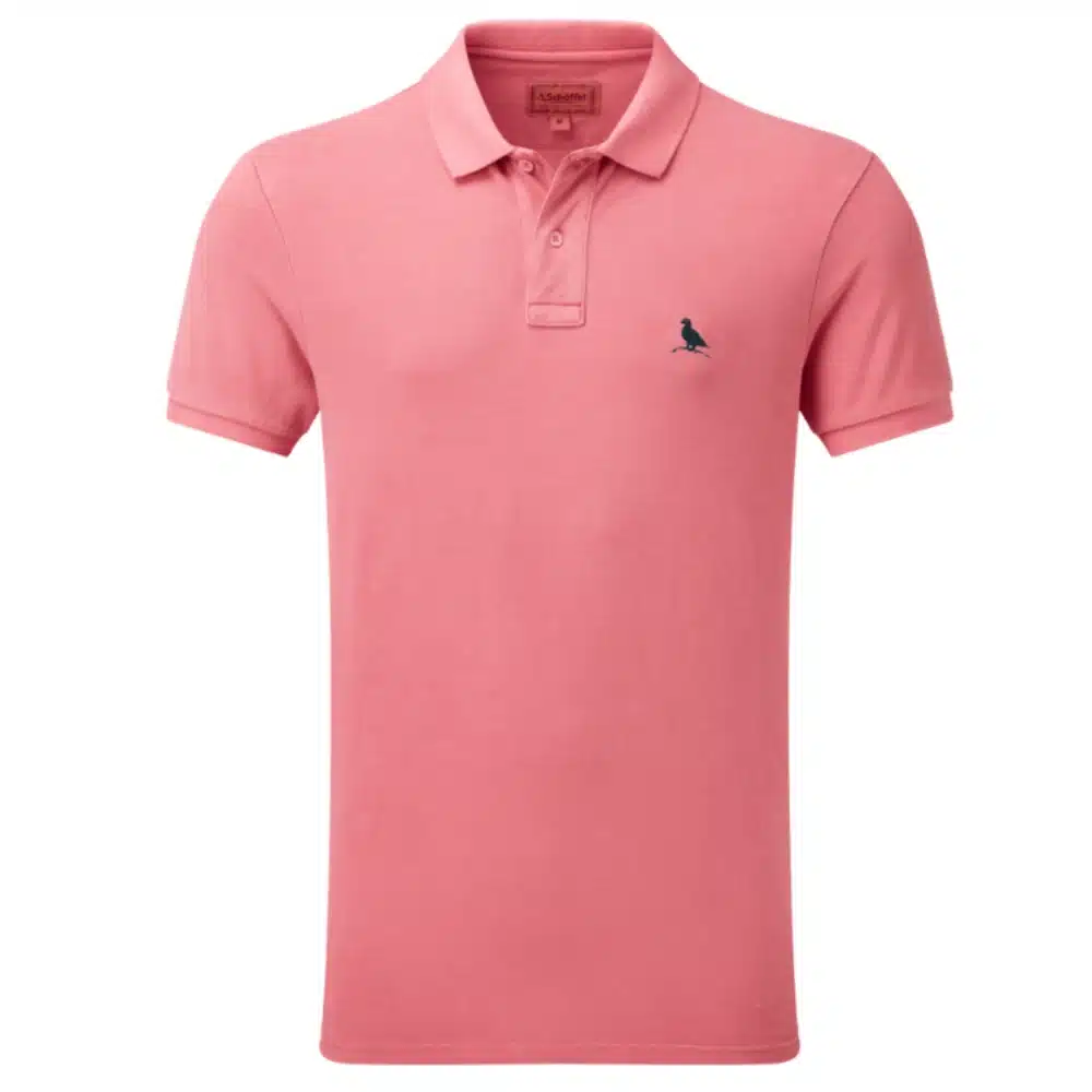 Schoffel Mens Garment Dyed Polo Shirt Coral