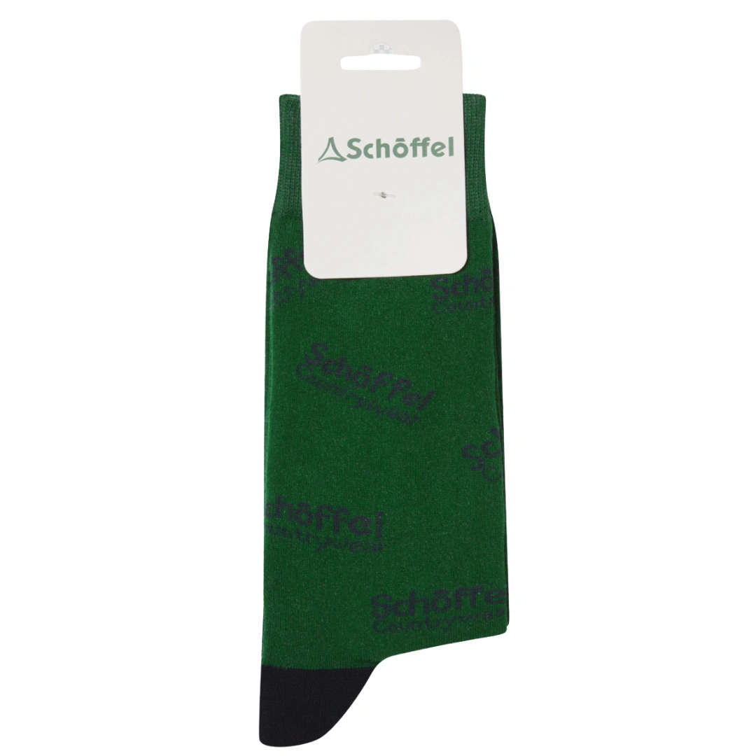 Schoffel Mens Cotton Socks Green Countrywear Logo