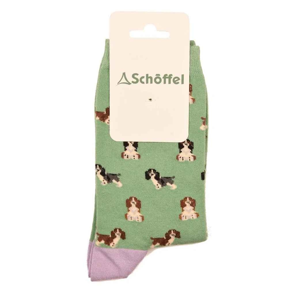 Schoffel Ladies Cotton Socks Green Spaniel