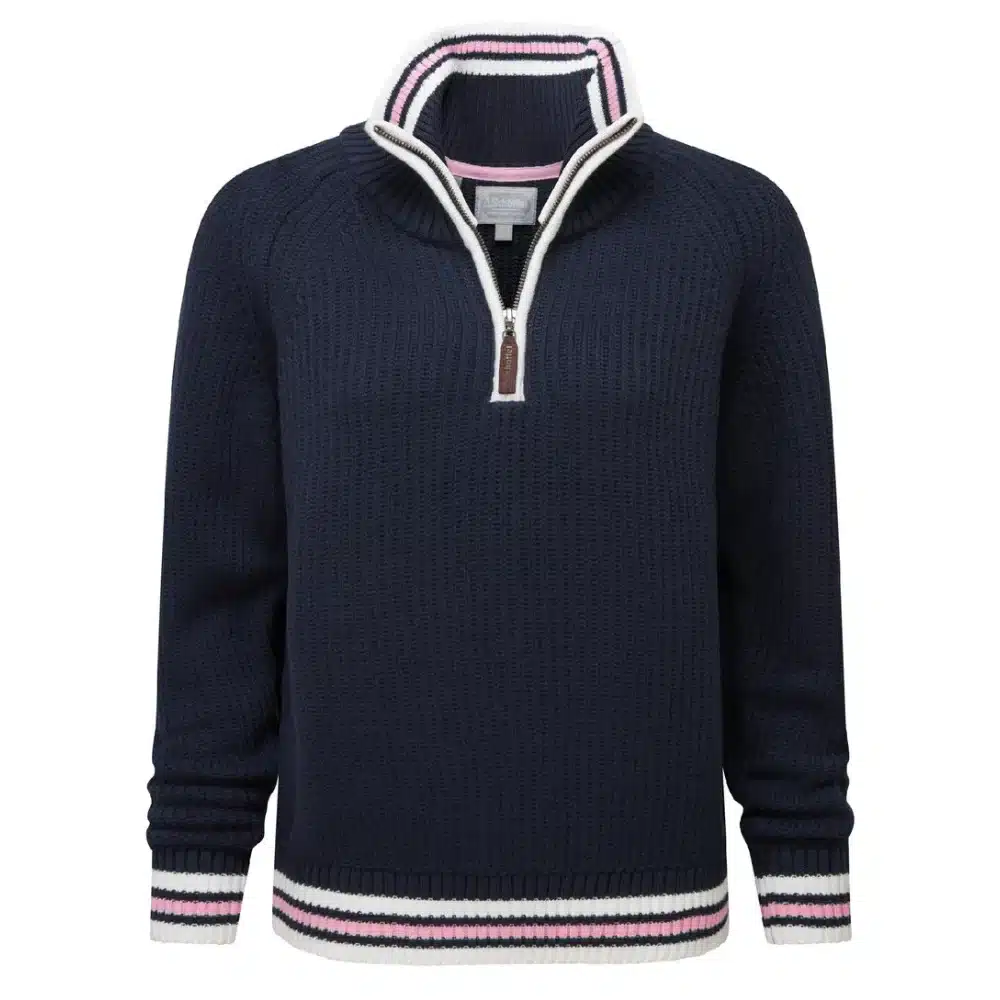 Schoffel Ladies Havelet Bay Quarter Zip Jumper Navy