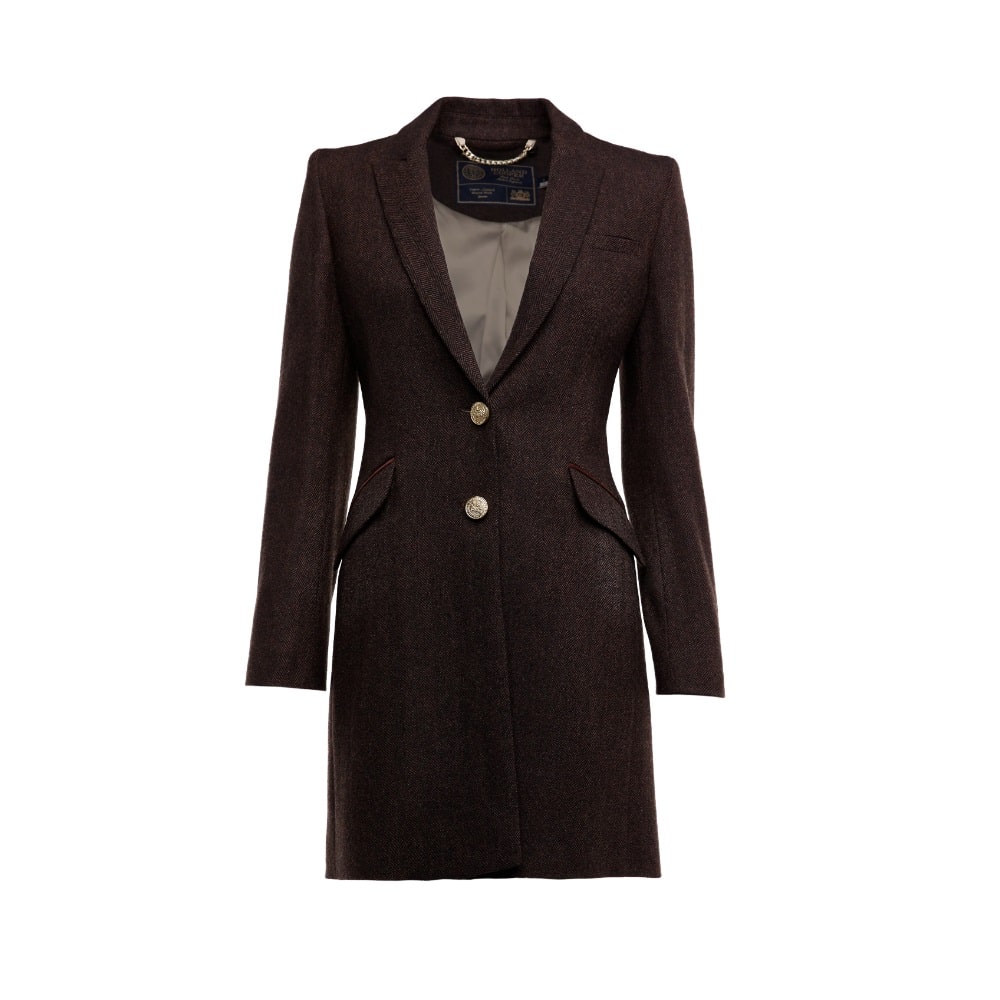 Holland Cooper Ladies Highgrove Coat Chocolate Herringbone