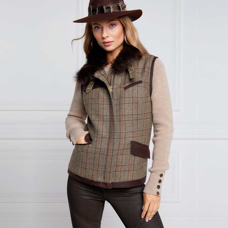 Holland Cooper Ladies Aviator Gilet Bourbon Tweed