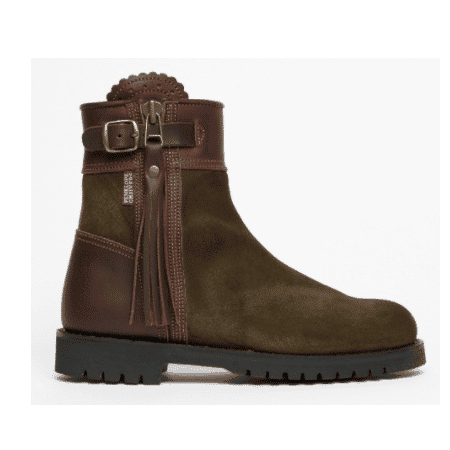 Penelope Chilvers Ladies Inclement Cropped Tassel Ankle Boot Seaweed Conker