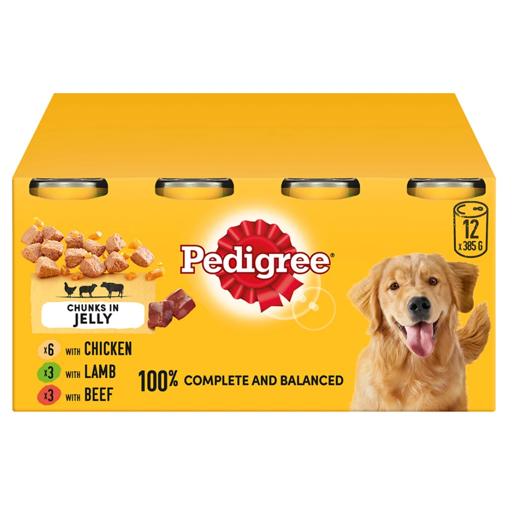 Pedigree Chunks In Jelly Adult Dog Food Cans 12 x 385g