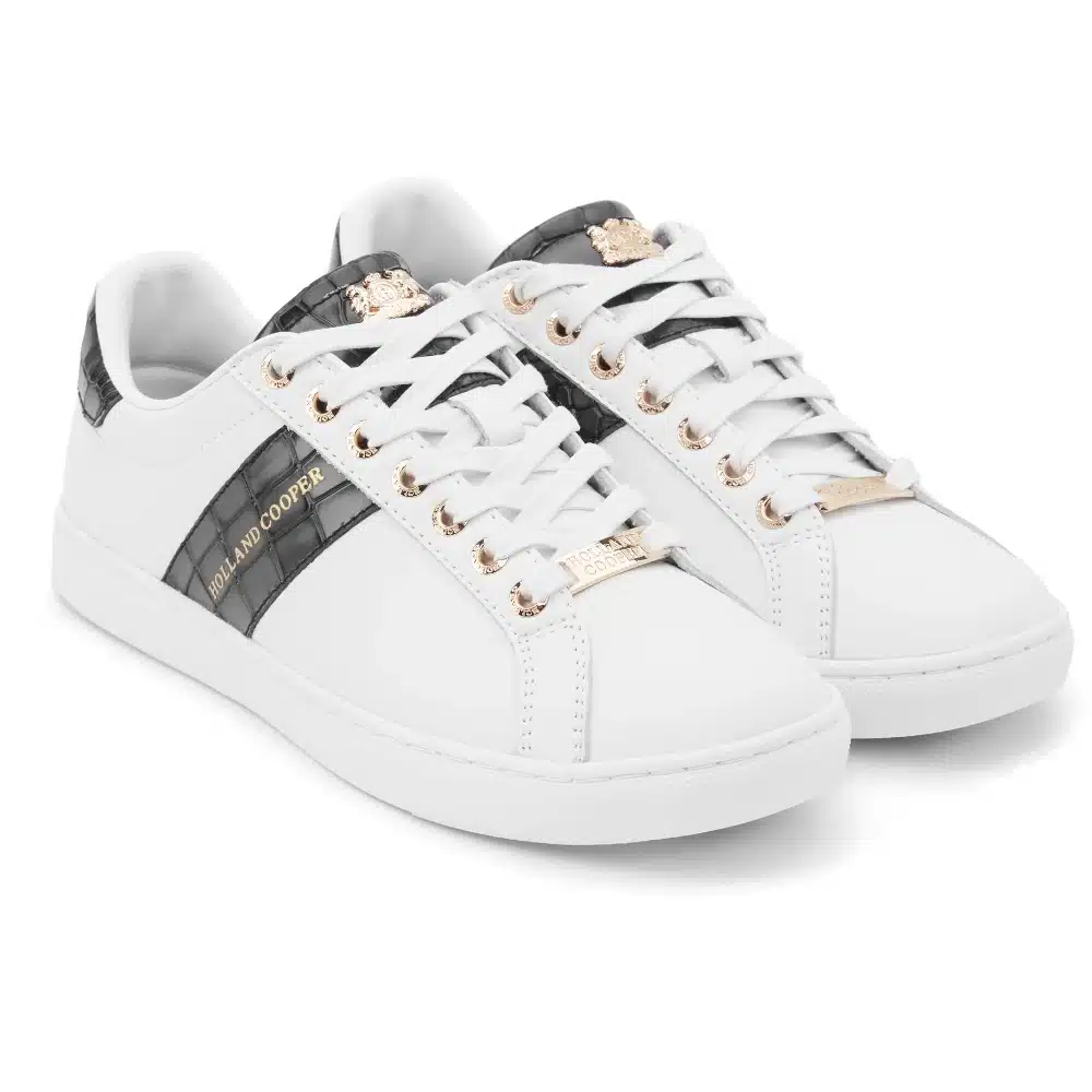 Holland Cooper Ladies Knightsbridge Court Trainer Black Croc